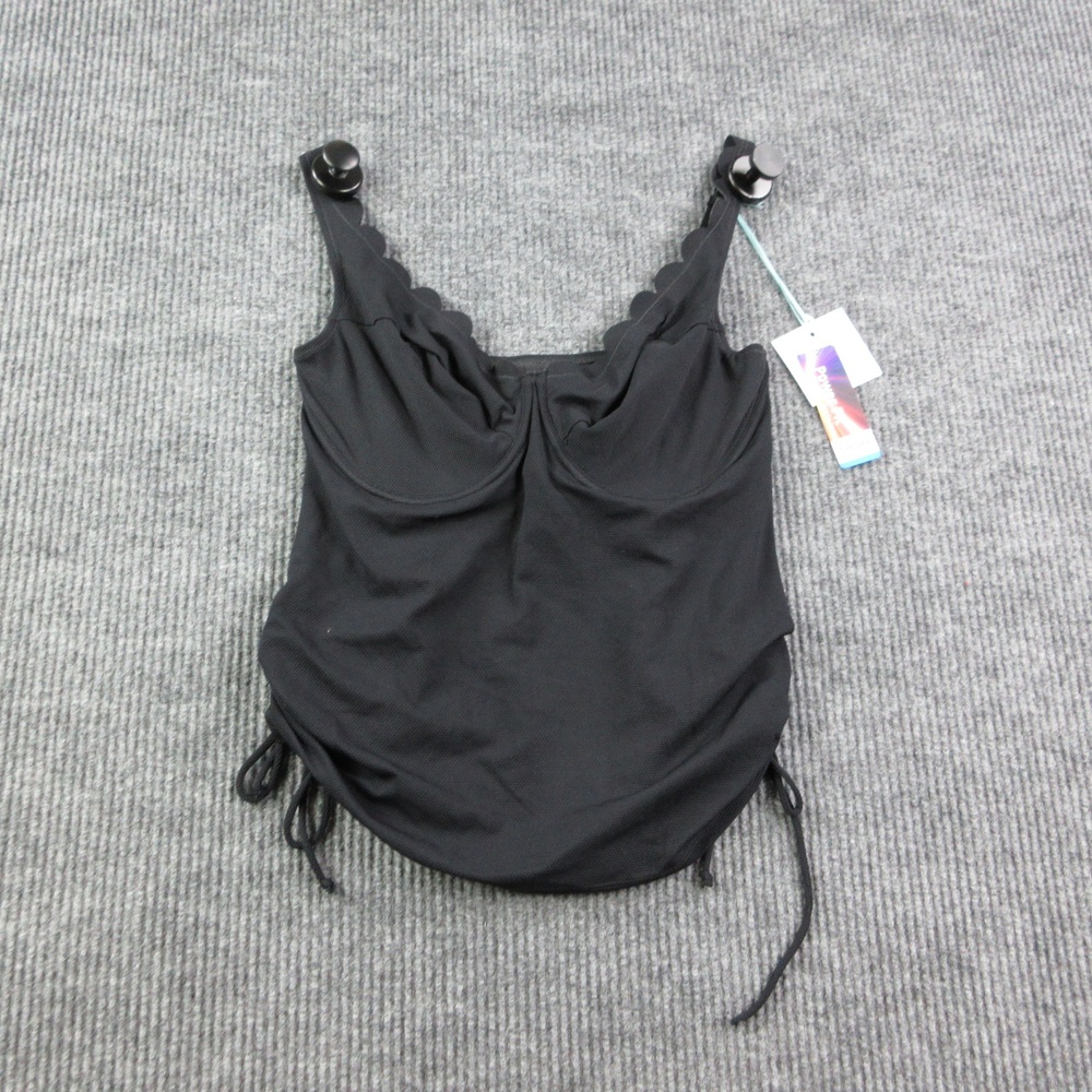 Panache Tankini Womens 34 Black Selena Plunge Underwired Ruffle Tasseled NWT